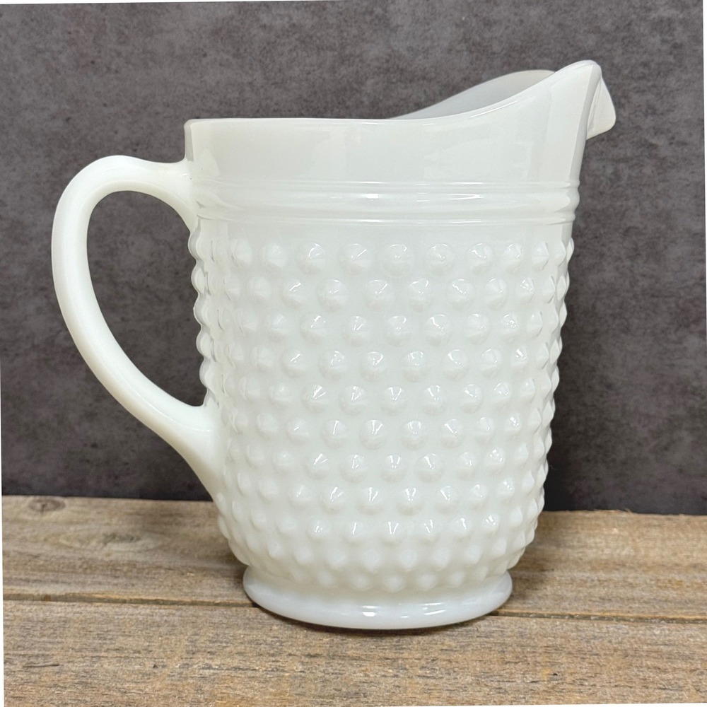 Vintage Milk Glass Hobnail Pitcher White